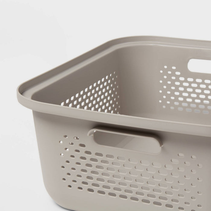 Small Decorative Plastic Bin with Cutout Handles Gray - Brightroom
