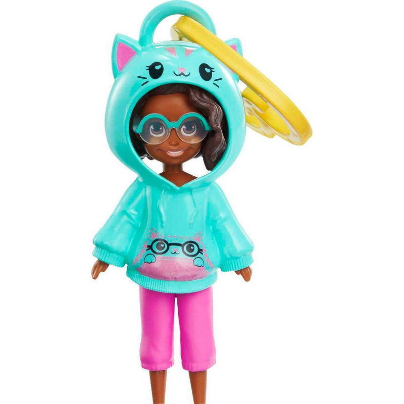 Polly Pocket Friend Clips Shani Doll with Cat Hoodie and Heart-Shaped Clip
