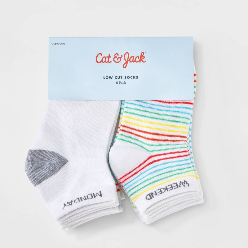 Toddler Striped Low Cut Socks - Cat & Jack 4T-5T