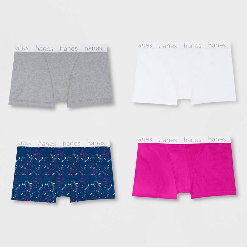 Hanes Premium Women's 4pk Boyfriend Cotton Stretch Boxer Briefs - Colors May Vary L