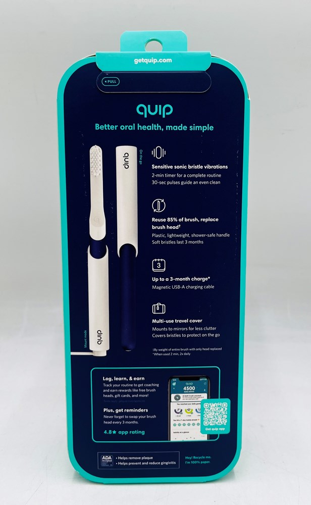 quip Rechargeable Sonic Electric Toothbrush - Plastic | Timer +Travel Case/Mount