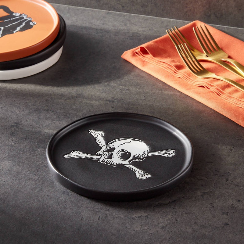 Halloween Skull & Bones Stoneware Appetizer Plate - Threshold
