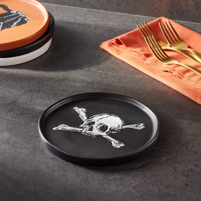 Halloween Skull & Bones Stoneware Appetizer Plate - Threshold