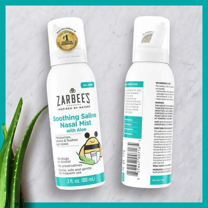 Zarbee's Soothing Saline Nasal Mist with Aloe - 3 oz