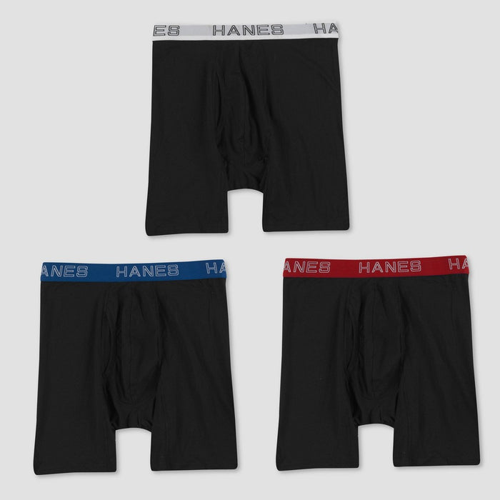 Hanes Red Label Men's 3pk ComfortFlex Boxer Briefs - Black M