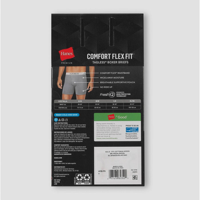 Hanes Red Label Men's 3pk ComfortFlex Boxer Briefs - Black M