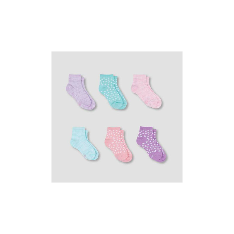 Hanes Premium Girls' 6pk Super Soft Ankle Athletic Socks - Colors May Vary S