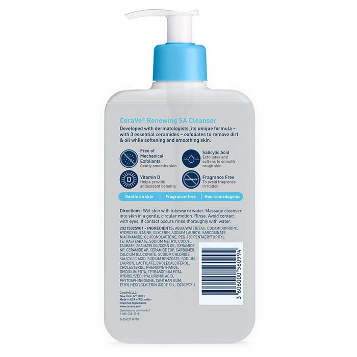 CeraVe SA Face Wash Salicylic Acid Cleanser-Hyaluronic Acid+Niacinamide-16 fl oz