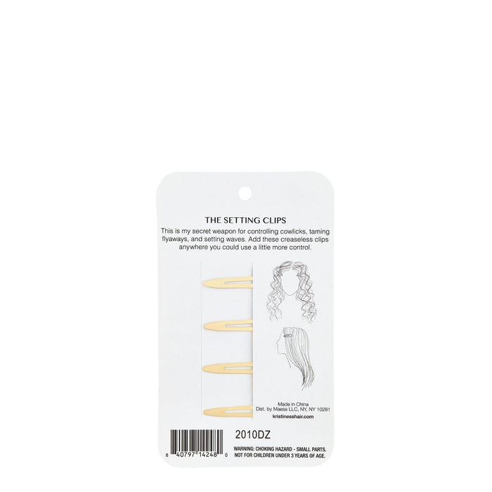 Kristin Ess Setting Clips for Hair Styling + Curl Setting - Non Slip, No Crease - Tortoise - 4ct
