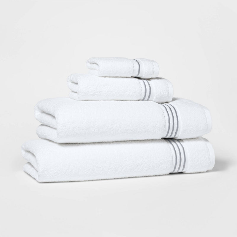 Spa Hand Towel Light Gray Stripe - Threshold Signature
