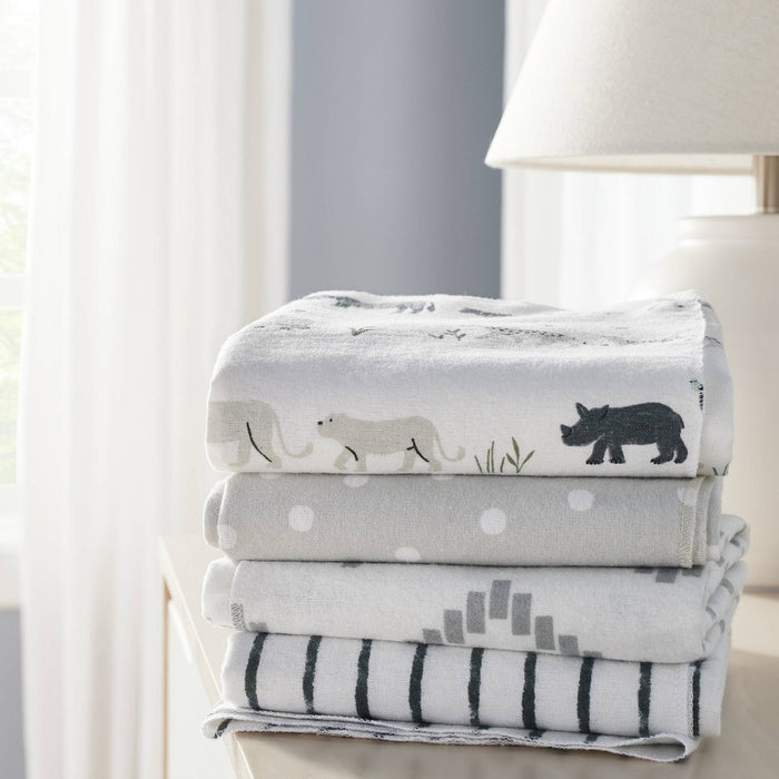 Flannel Baby Blanket - Cloud Island Two by Two Animals - 4pk