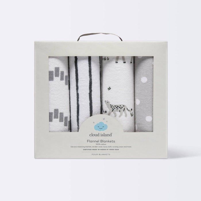 Flannel Baby Blanket - Cloud Island Two by Two Animals - 4pk