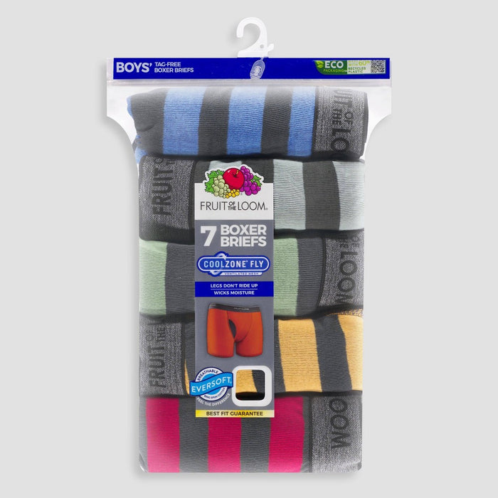 Fruit of the Loom Boys' 7pk Striped Boxer Briefs - Colors May Vary L
