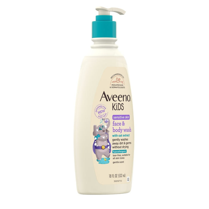 Aveeno Kids Sensitive Skin Face & Body Wash With Oat Extract, Gently Washes Without Drying - 18 fl oz