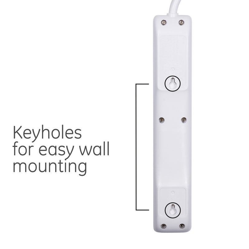 6-Outlet Power Strip, Black or White - General Electric
