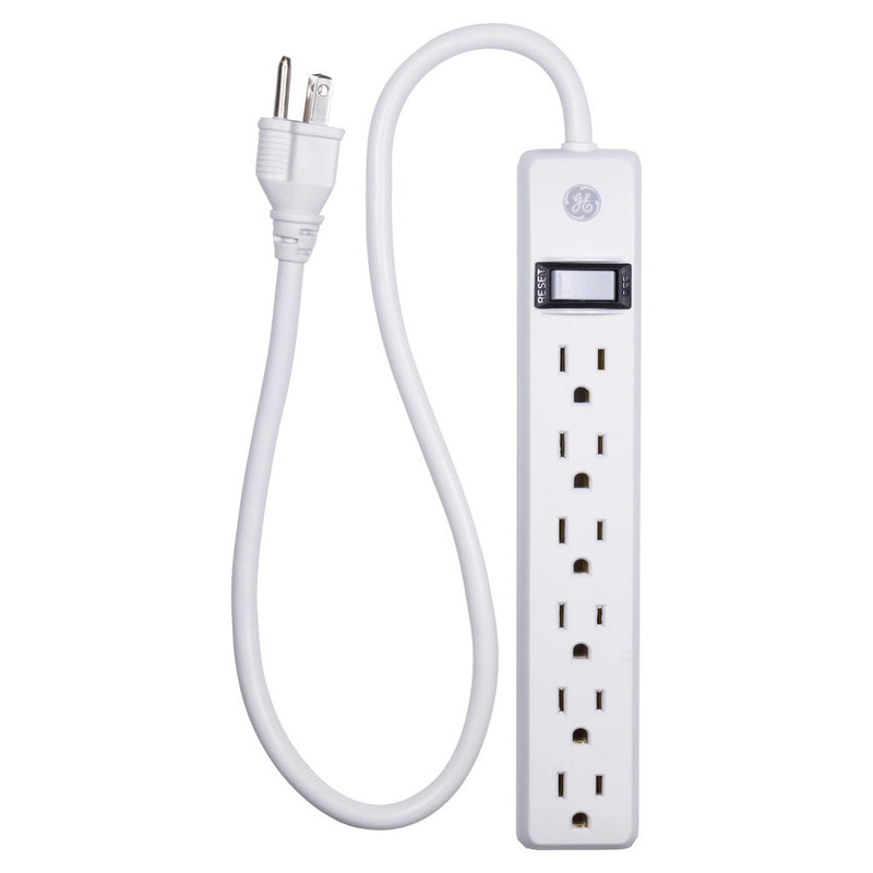 6-Outlet Power Strip, Black or White - General Electric