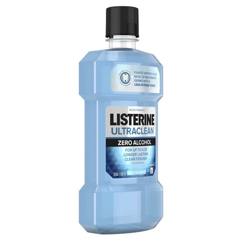 Listerine Ultraclean Zero Alcohol Tartar Control Mouthwash Arctic Mint - 500ml
