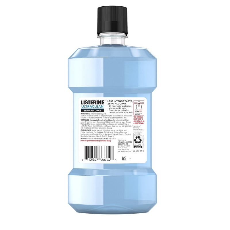 Listerine Ultraclean Zero Alcohol Tartar Control Mouthwash Arctic Mint - 500ml