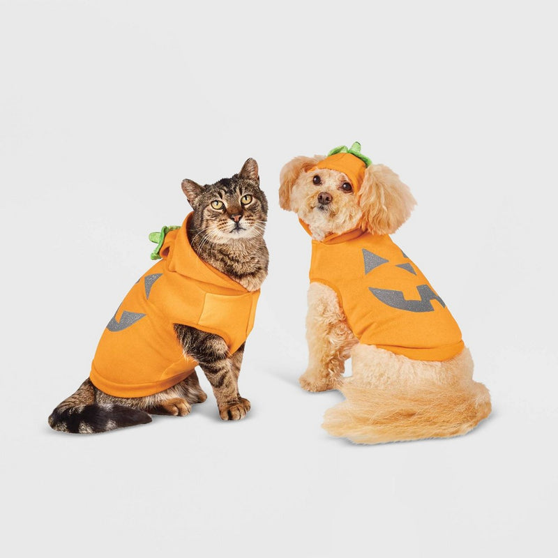 Reflective Halloween Jack-o'-lantern Pumpkin Hoodie Dog and Cat Costume - S - Hyde & EEK! Boutique