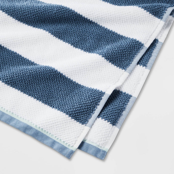 Striped Kids' Bath Towel Navy with SILVADUR Antimicrobial Technology - Pillowfort