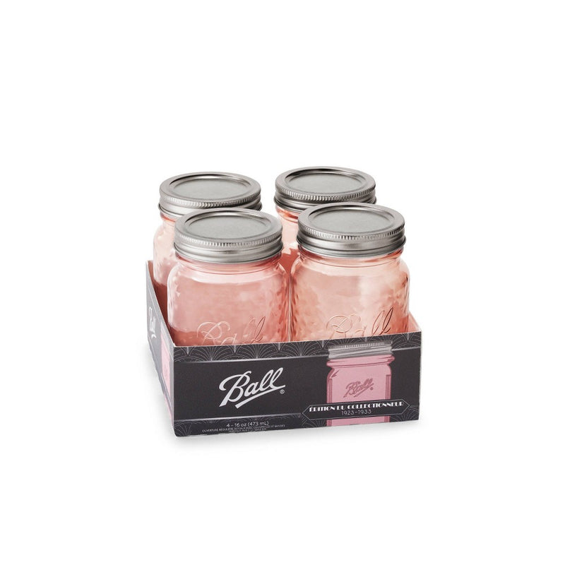Ball 4pk Pint Vintage Jars - Pink