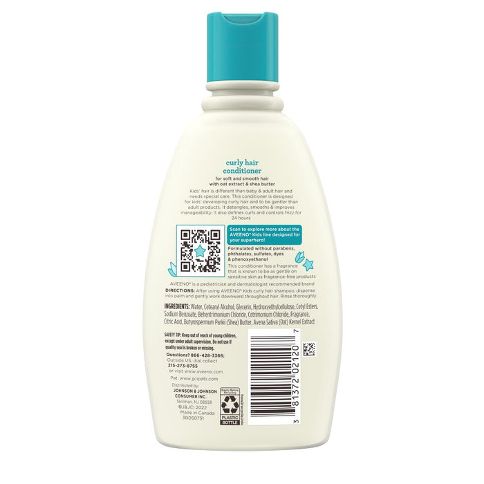 Aveeno Kids Curly Hair Hydrating Conditioner, Curly Hair Products with Shea Butter, Gentle Scent - 12 fl oz