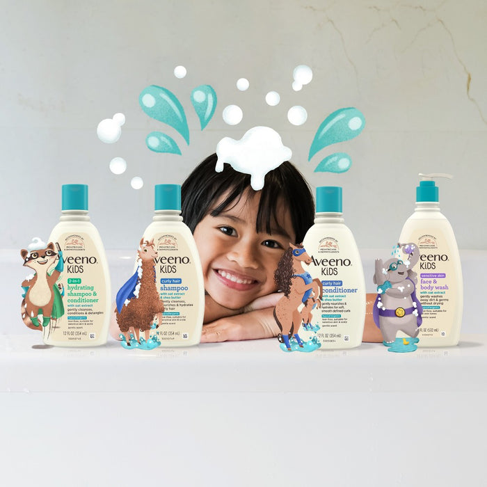 Aveeno Kids Curly Hair Hydrating Conditioner, Curly Hair Products with Shea Butter, Gentle Scent - 12 fl oz