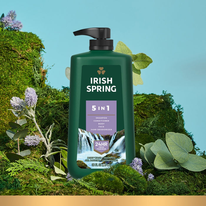 Irish Spring 5-in-1 Body Wash Pump for Men - Fresh Scent - 30 fl oz