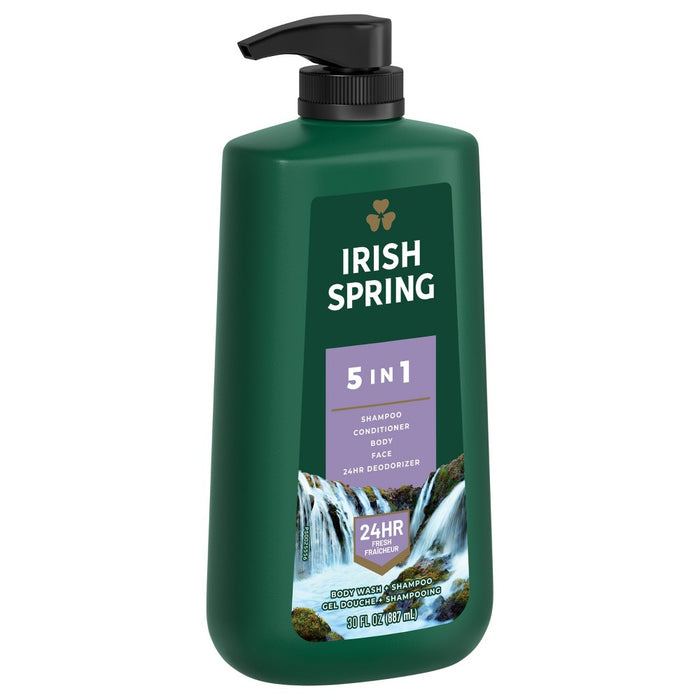 Irish Spring 5-in-1 Body Wash Pump for Men - Fresh Scent - 30 fl oz