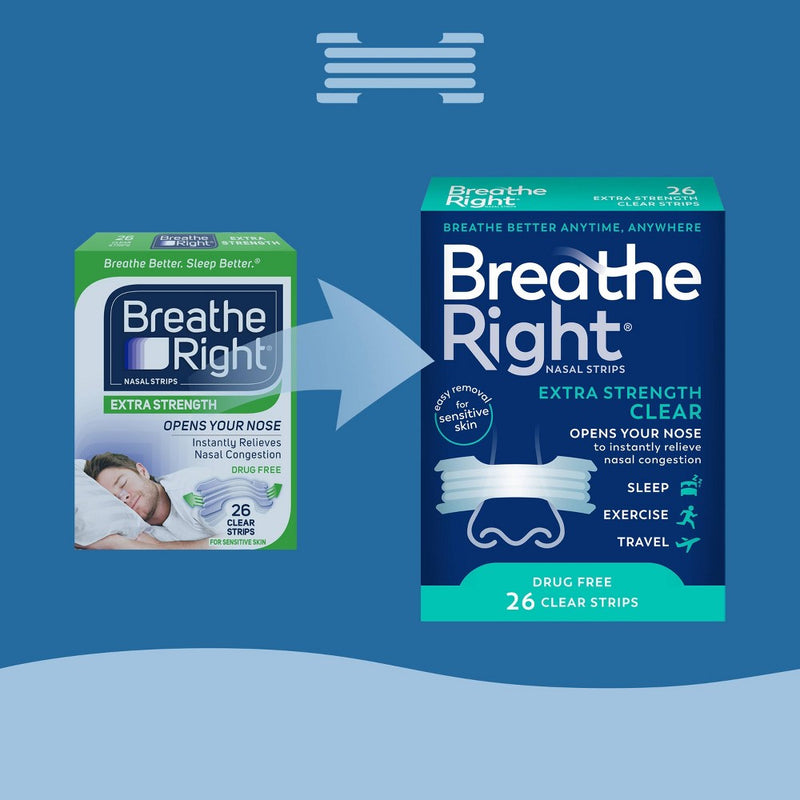 Breathe Right Extra Strength Drug-Free Clear Nasal Strips - 26ct
