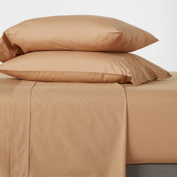 Queen 300 Thread Count Ultra Soft Flat Sheet Brown - Threshold