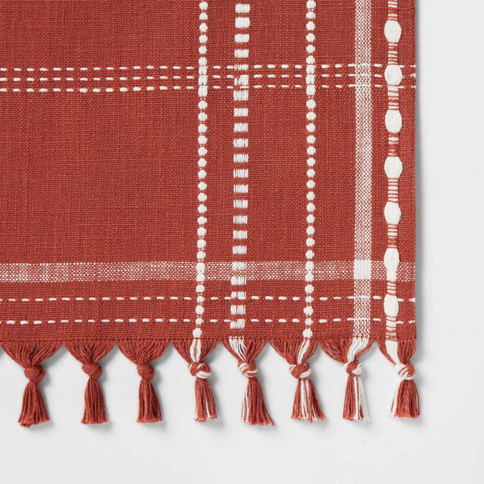 14"x72" Table Runner Rust Plaid - Threshold
