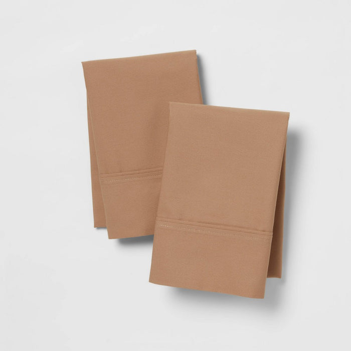 King 300 Thread Count Ultra Soft Pillowcase Set Brown - Threshold