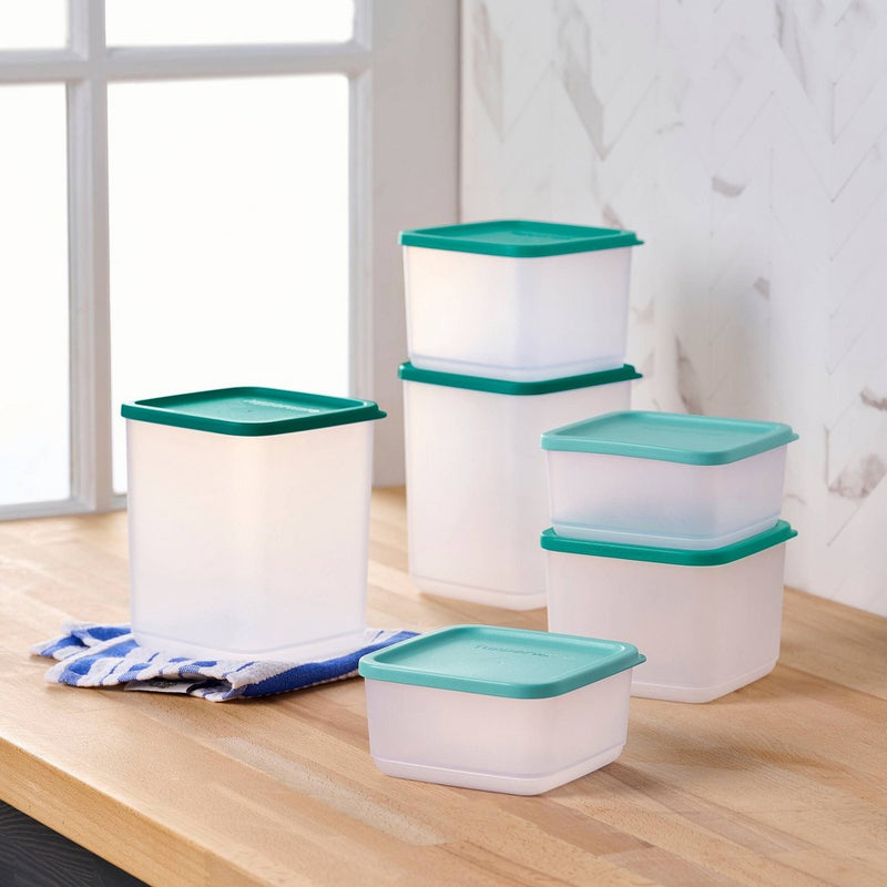 Tupperware 12pc Square Stacking Food Storage Containers with Lids - Green