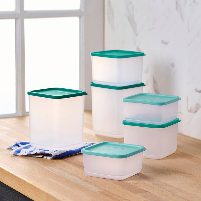 Tupperware 12pc Square Stacking Food Storage Containers with Lids - Green