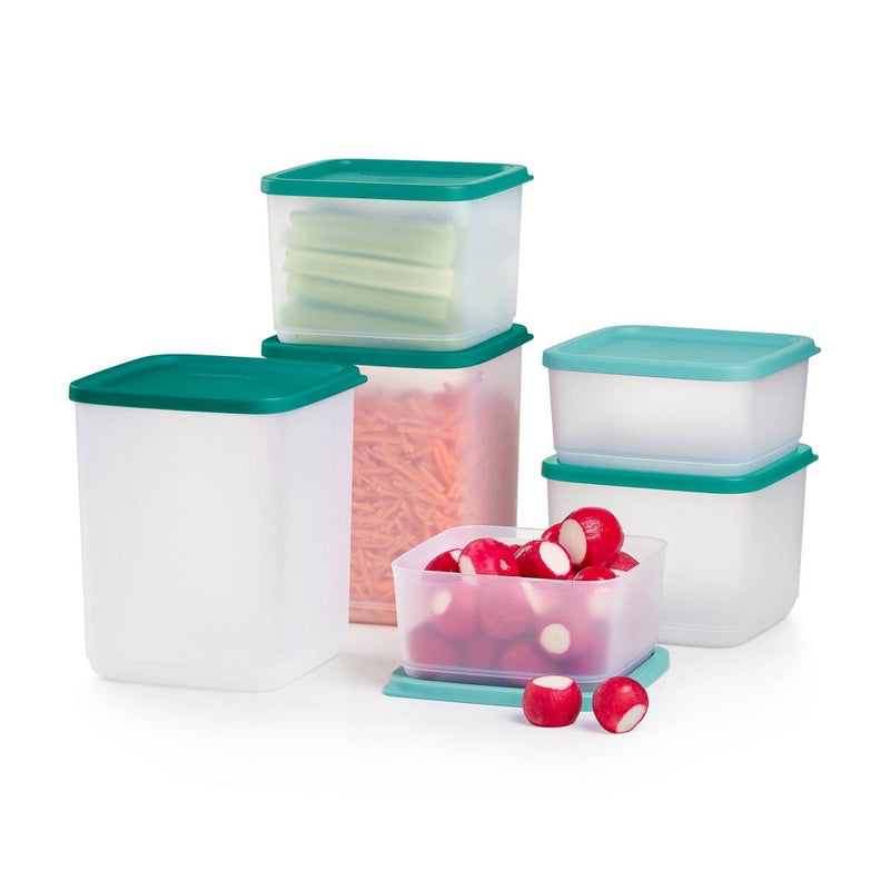 Tupperware 12pc Square Stacking Food Storage Containers with Lids - Green