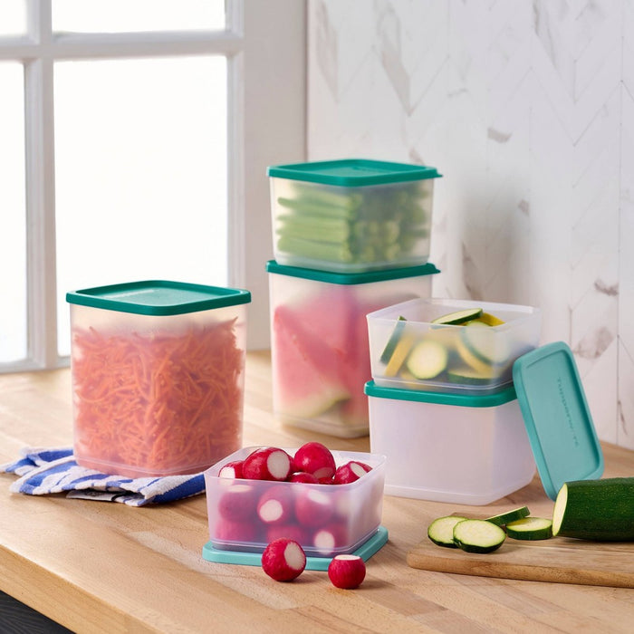 Tupperware 12pc Square Stacking Food Storage Containers with Lids - Green