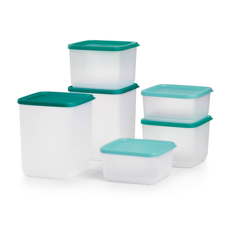 Tupperware 12pc Square Stacking Food Storage Containers with Lids - Green