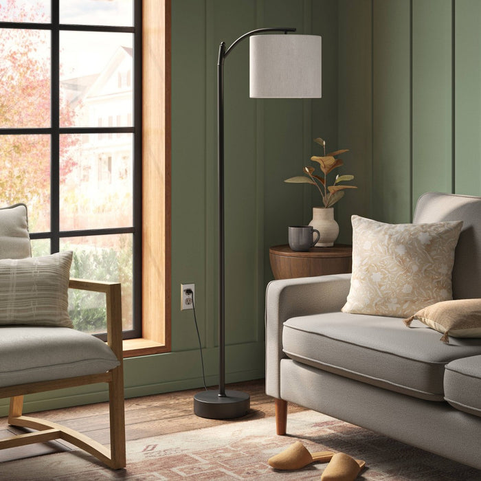 Downbridge Floor Lamp with Shade Black/Tan - Threshold (LOCAL PICKUP ONLY)