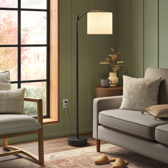 Downbridge Floor Lamp with Shade Black/Tan - Threshold (LOCAL PICKUP ONLY)