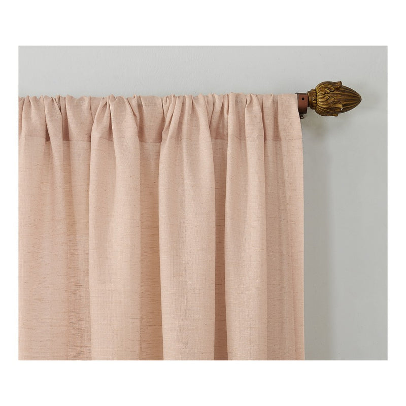 95"x54" Linen Blend Textured Sheer Rod Pocket Window Curtain Panel Blush - No. 918