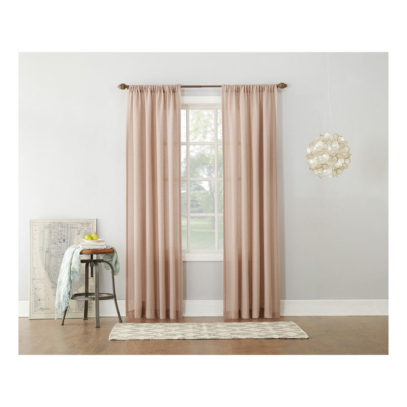 95"x54" Linen Blend Textured Sheer Rod Pocket Window Curtain Panel Blush - No. 918