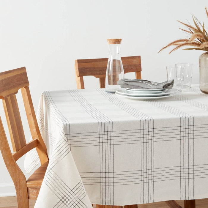 84" x 60" Cotton Open Plaid Tablecloth Black - Threshold