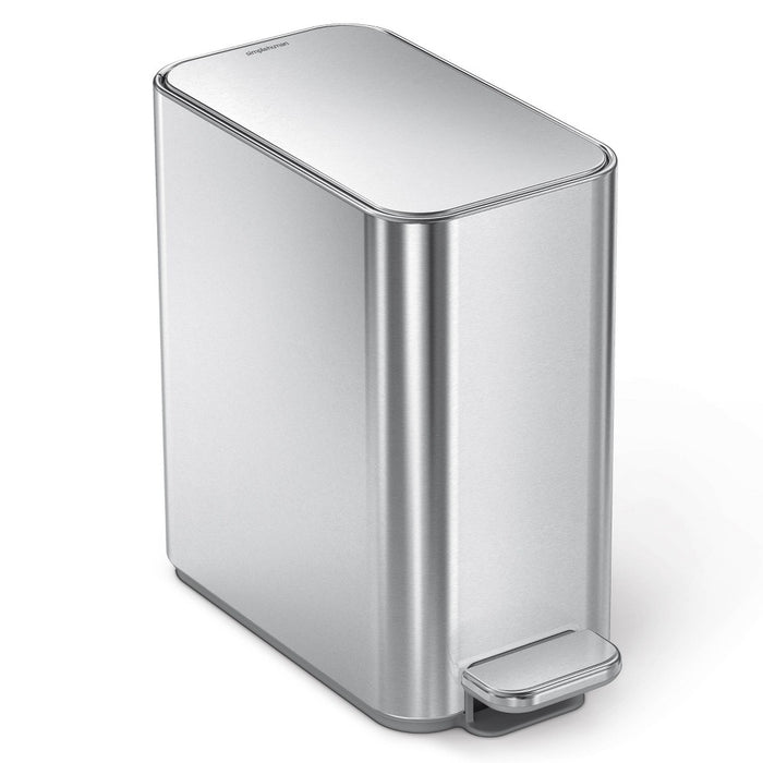simplehuman 5L Slim Stainless Steel Step Trash Can Brushed Silver
