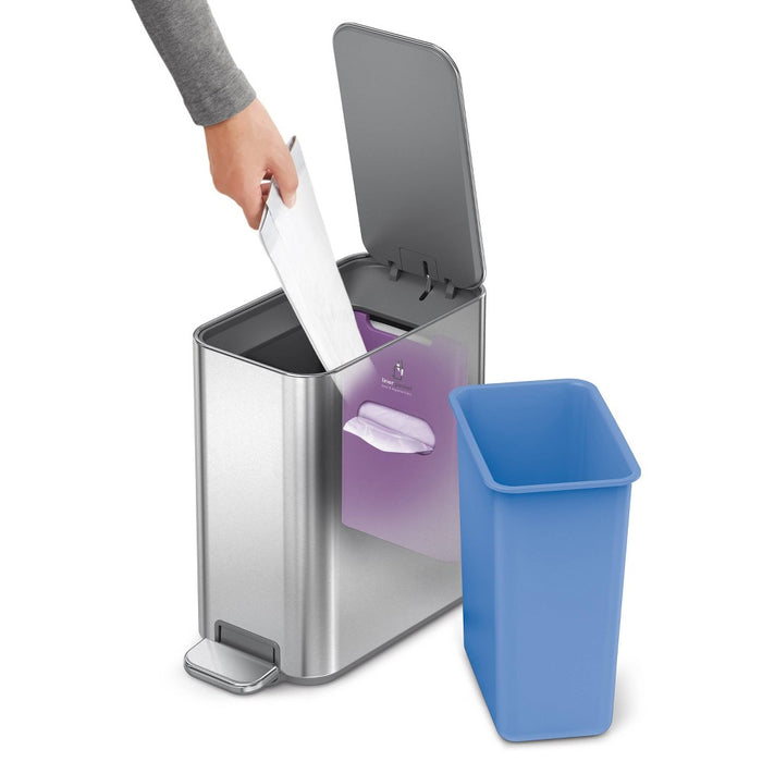 simplehuman 5L Slim Stainless Steel Step Trash Can Brushed Silver