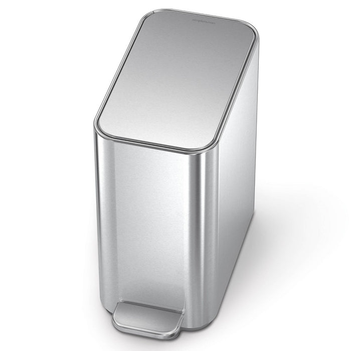 simplehuman 5L Slim Stainless Steel Step Trash Can Brushed Silver