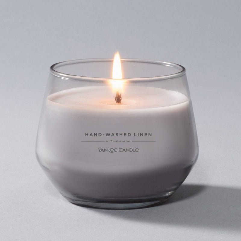 10oz Studio Glass Hand Washed Linen Candle Gray - Yankee Candle