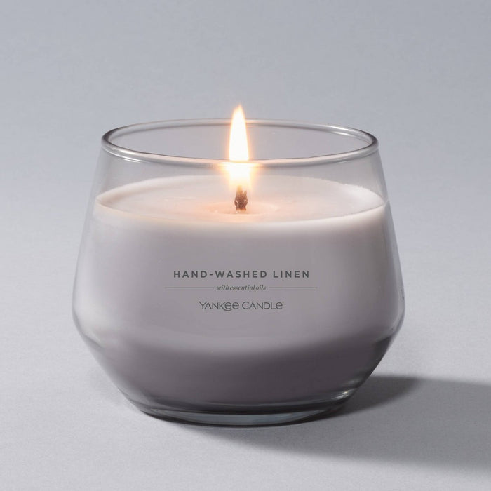 10oz Studio Glass Hand Washed Linen Candle Gray - Yankee Candle