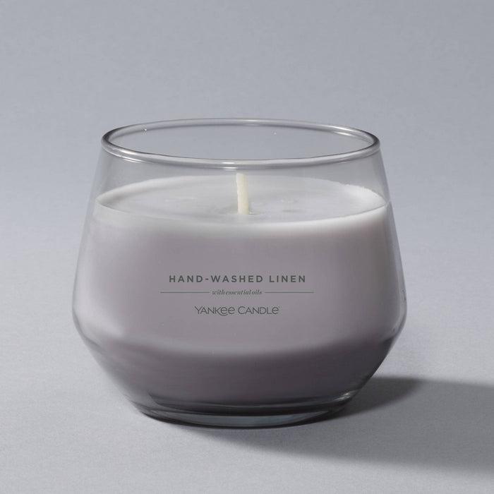10oz Studio Glass Hand Washed Linen Candle Gray - Yankee Candle