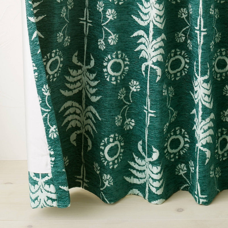 1pc 50"x84" Blackout Palm Frond Chenille Jacquard Window Curtain Panel Teal Green - Opalhouse designed with Jungalow]